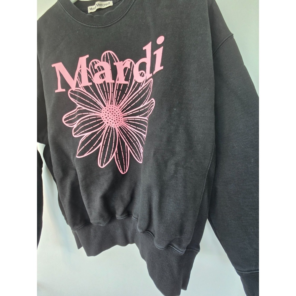 Mardi Mercredi Flower Sweatshirt Black Crewneck (One Size) Preppy College City - Picture 5 of 16